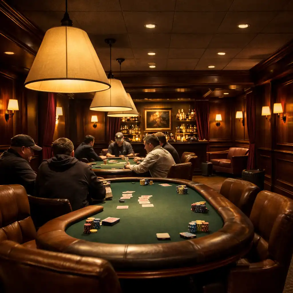 Card Lounge Chuto Vyraj s profesionálními pokerovými stoly a koženými sedadly