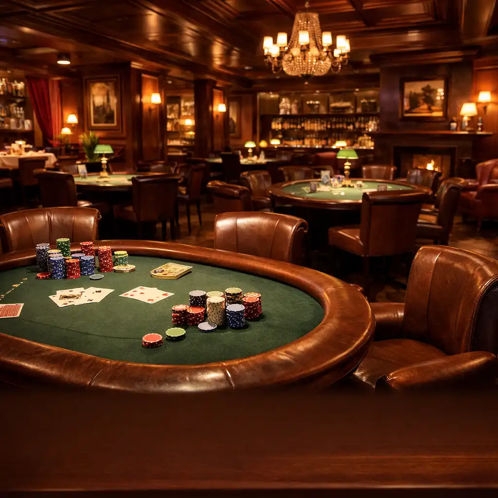 Interiér luxusní restaurace s pokerovým salonem v Chuto Vyraj